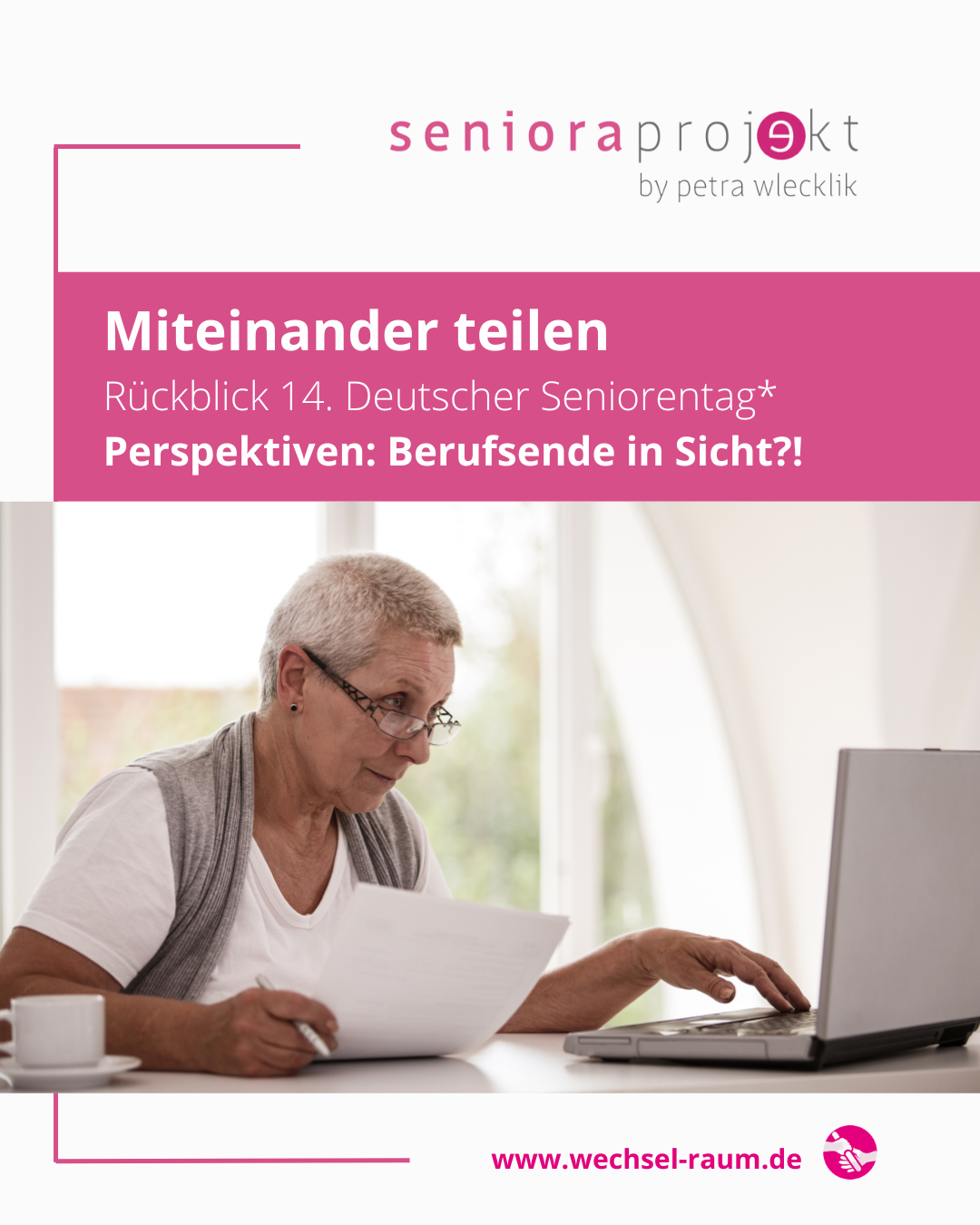 Bild zum Beitrag Berufsende in Sicht?! Der BAGSO-Ratgeber lädt dazu ein, sich rechtzeitig und bewusst mit den Chancen der neuen Lebensphase zu beschäftigen. Mit vielen Tipps und Anregungen, die sich lohnen!
